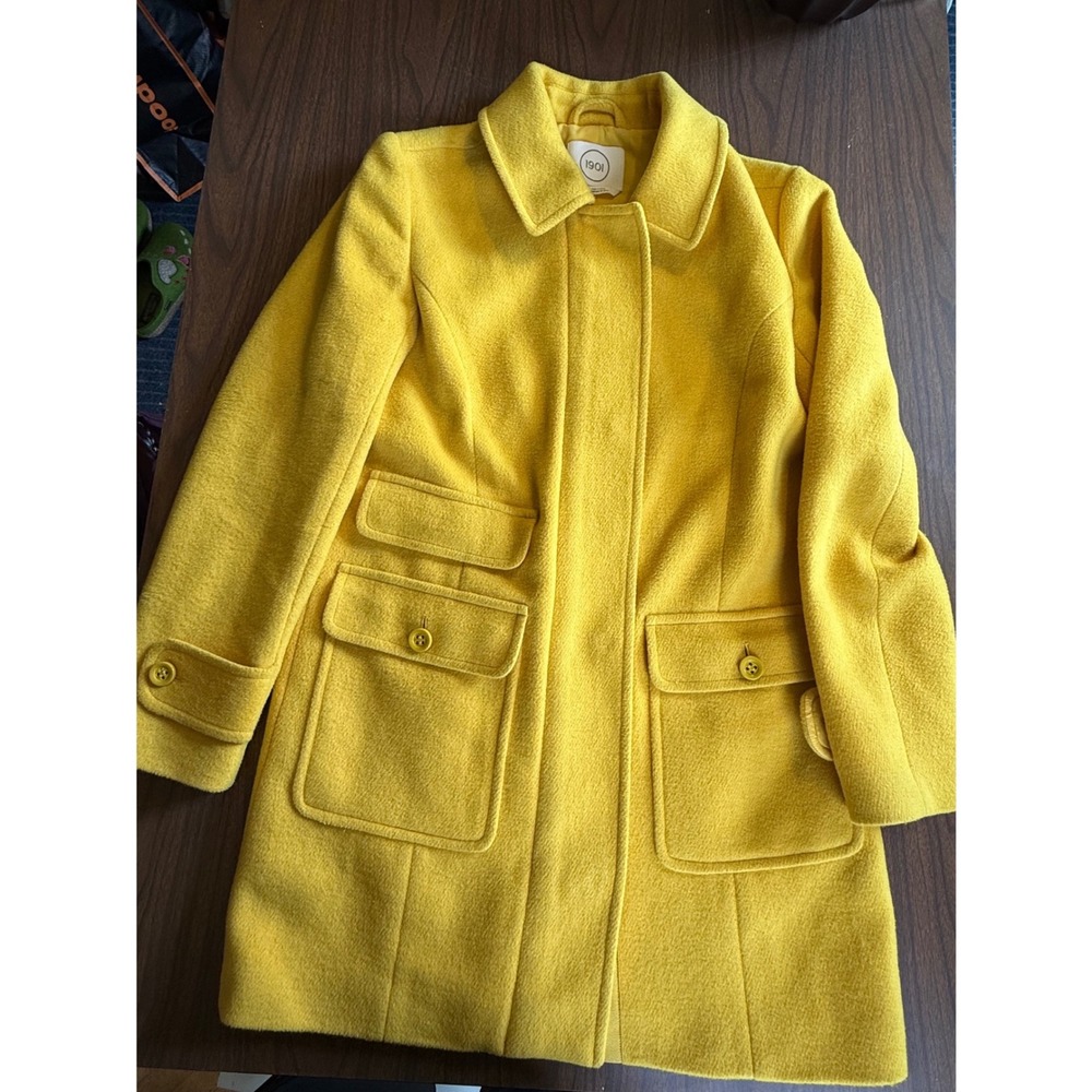 1901 Nordstrom Women Yellow Wool Blend Utility Pocket Zip Front Coat Size‎ 10
